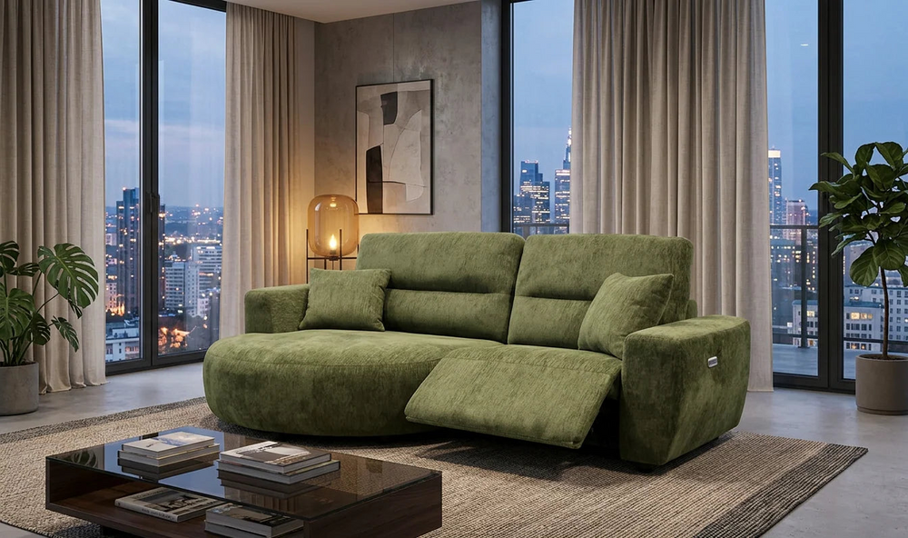 Denver Sofa Green Electric Recliner Left Hand - Xshowhome