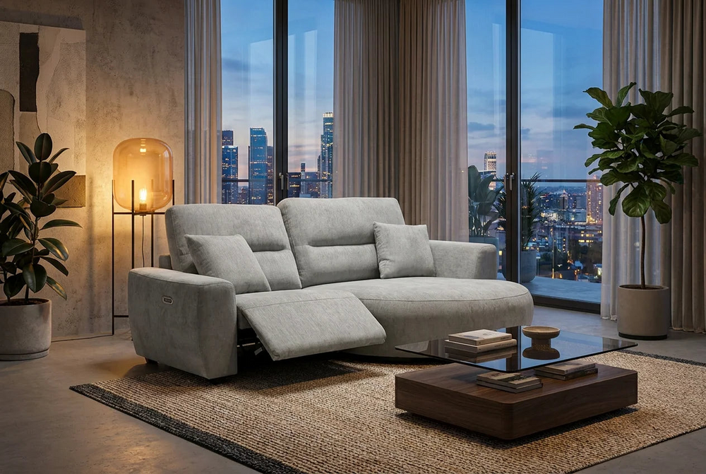 Denver Sofa Grey Electric Recliner Right Hand - Xshowhome