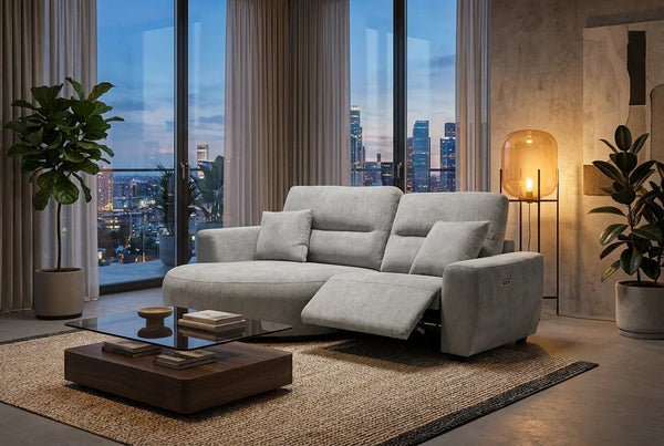 Denver Sofa Grey Electric Recliner Left Hand - Xshowhome