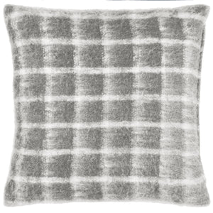 Yarrow Check 45x45 Feather Filled Cushion Flint Grey