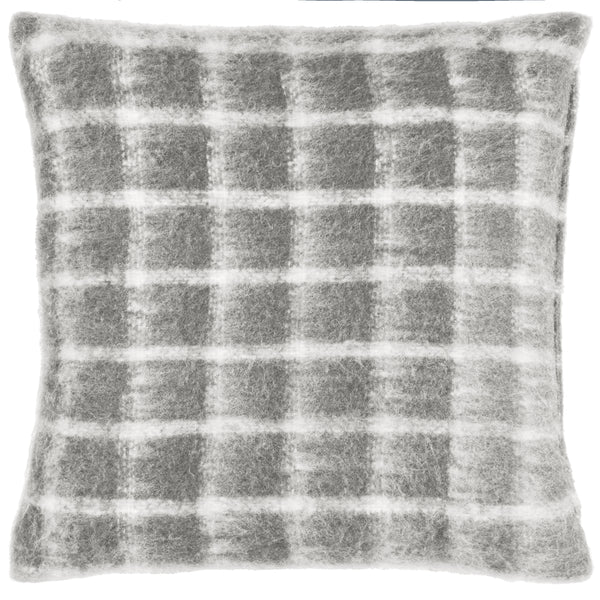 Yarrow Check 45x45 Feather Filled Cushion Flint Grey