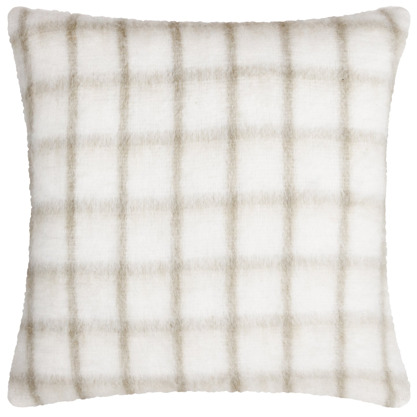 YARROW CHECK 45X45 FEATHER FILLED CUSHION NATURAL/BISCUIT