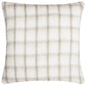 YARROW CHECK 45X45 FEATHER FILLED CUSHION NATURAL/BISCUIT