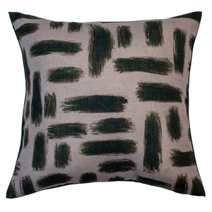 Abstract Printed Lines on Linen Olive 45x45 - Canwell Interiors Limited - Malini
