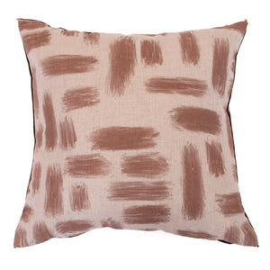 Abstract Printed Lines on Linen Taupe 45x45 - Canwell Interiors Limited - Malini
