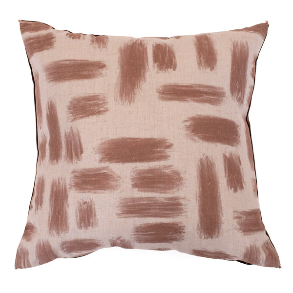 Abstract Printed Lines on Linen Taupe 45x45 - Canwell Interiors Limited - Malini