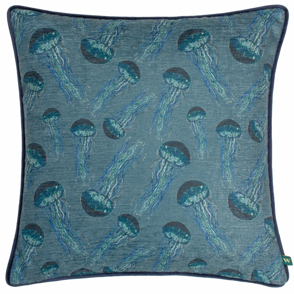 Abyss Jellyfish 43x43 Feather Filled Cushion Petrol - Canwell Interiors Limited - Riva