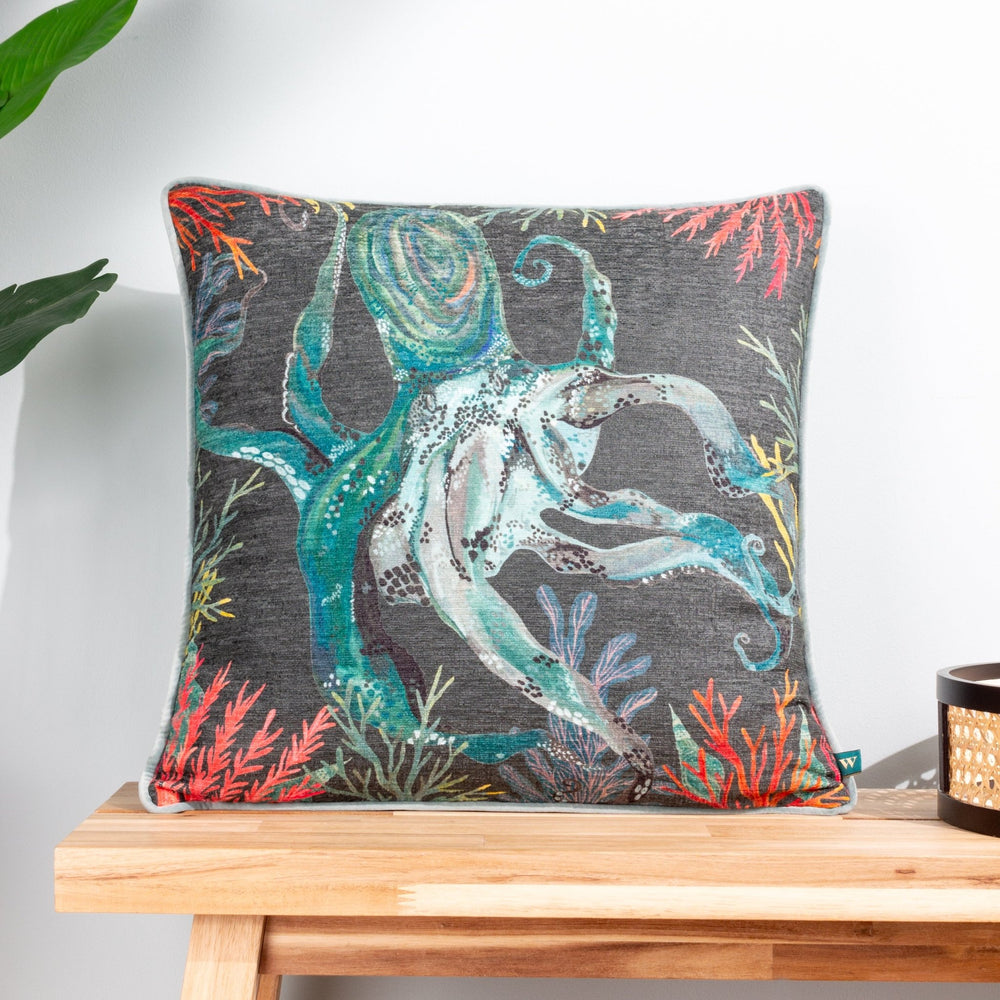 Abyss Octupus 43x43 Feather Filled Cushion Lichen - Canwell Interiors Limited - Riva