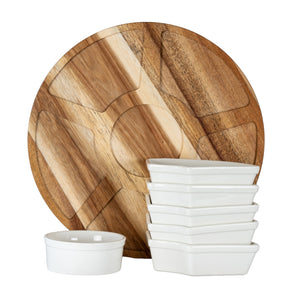 Acacia Lazy Susan including Ceramic Serving Bowls - Canwell Interiors Limited - Hills