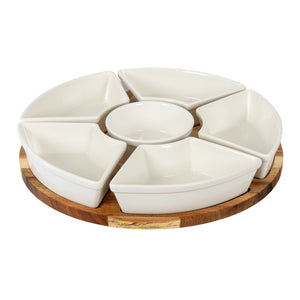 Acacia Lazy Susan including Ceramic Serving Bowls - Canwell Interiors Limited - Hills