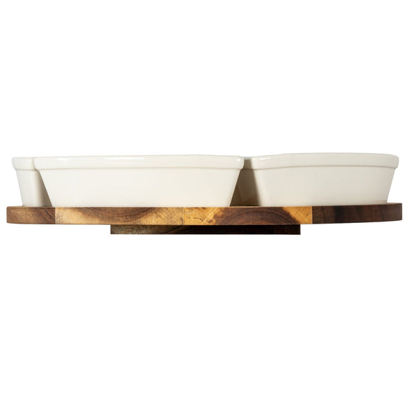 Acacia Lazy Susan including Ceramic Serving Bowls - Canwell Interiors Limited - Hills