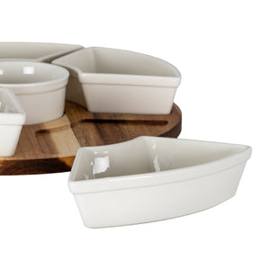 Acacia Lazy Susan including Ceramic Serving Bowls - Canwell Interiors Limited - Hills