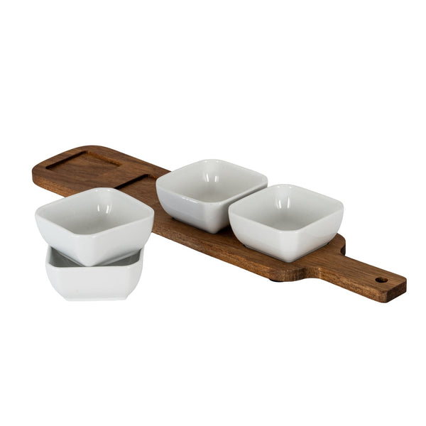 Acacia Serving Board including Four Ceramic Serving Bowls - Canwell Interiors Limited - Hills