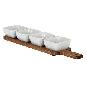 Acacia Serving Board including Four Ceramic Serving Bowls - Canwell Interiors Limited - Hills