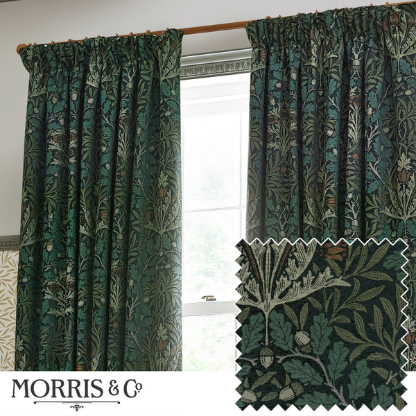 Acorn Multi 167x182 Pencil Pleat Curtains Thyme/forest - Canwell Interiors Limited - Riva