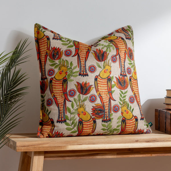 Akamba Cockatiels 50x50 Feather Filled Cushion Multi - Canwell Interiors Limited - Riva