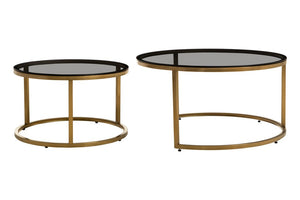 Alana Set of 2 Gold and Black Round Nesting Coffee Tables - Canwell Interiors Limited - Xshowhome