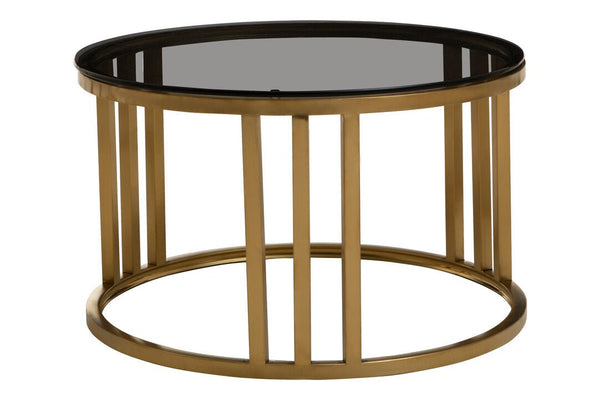Alana Set of 2 Gold Base and Glass Top Round Nesting Coffee Tables - Canwell Interiors Limited - Xshowhome
