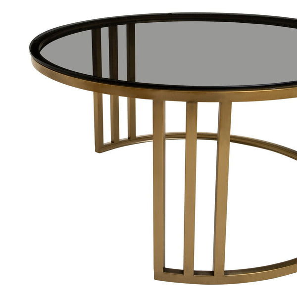 Alana Set of 2 Gold Base and Glass Top Round Nesting Coffee Tables - Canwell Interiors Limited - Xshowhome