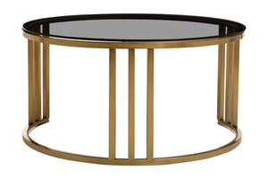 Alana Set of 2 Gold Base and Glass Top Round Nesting Coffee Tables - Canwell Interiors Limited - Xshowhome