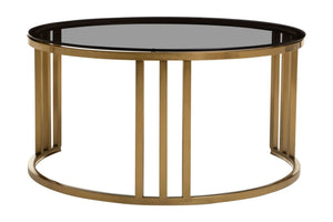 Alana Set of 2 Gold Base and Glass Top Round Nesting Coffee Tables - XShowhome Limited - Xshowhome