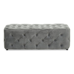 Alea Grey Velvet Button Tufted Bench - Canwell Interiors Limited - Xshowhome