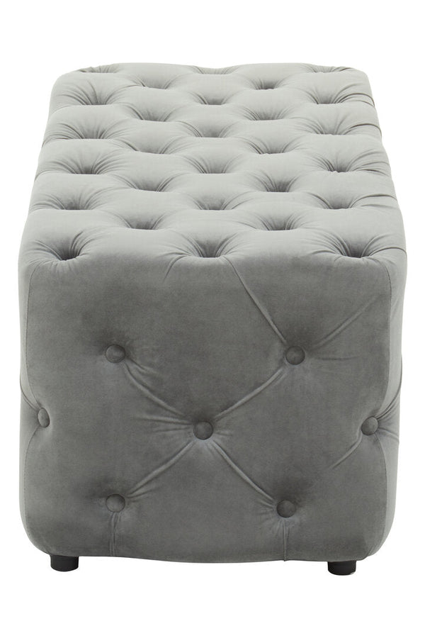Alea Grey Velvet Button Tufted Bench - Canwell Interiors Limited - Xshowhome