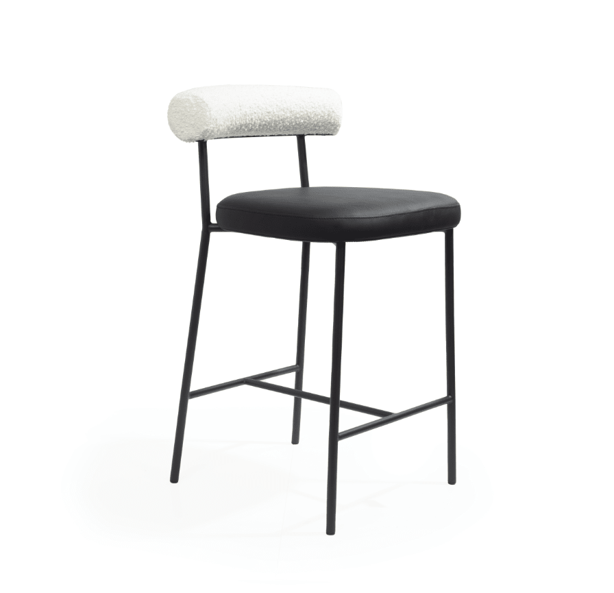 Alita Stool - Mustang Black & Chex Bouclé Polar - XShowhome Limited - Tommy Franks