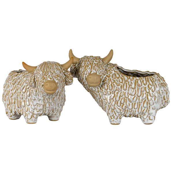 Alora Ceramic Highland Cow Planter Gazing Left - Canwell Interiors Limited - Hills