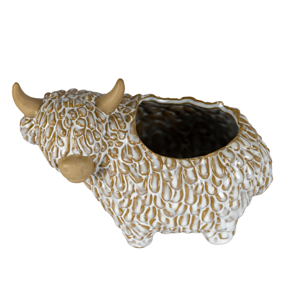 Alora Ceramic Highland Cow Planter Gazing Left - Canwell Interiors Limited - Hills
