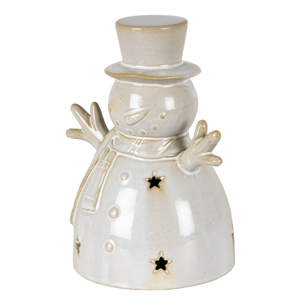 Alora Ceramic Medium Snowman With LED Light - Canwell Interiors Limited - Hills