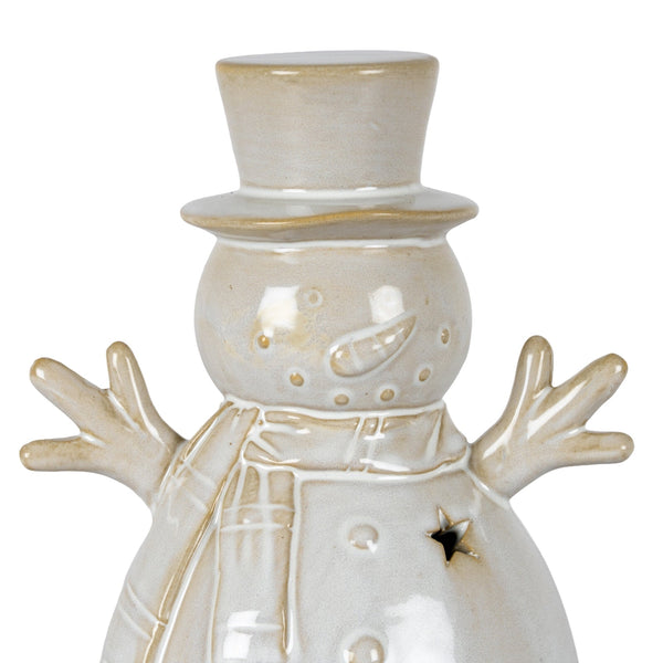 Alora Ceramic Medium Snowman With LED Light - Canwell Interiors Limited - Hills