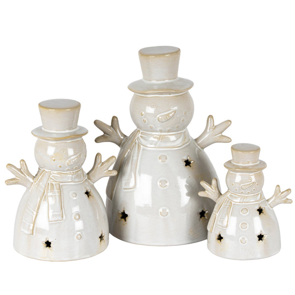 Alora Ceramic Small Snowman With LED Light - Canwell Interiors Limited - Hills