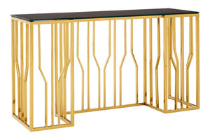 Alvaro Console Table in Gold and Black Glass Top - Canwell Interiors Limited - Xshowhome