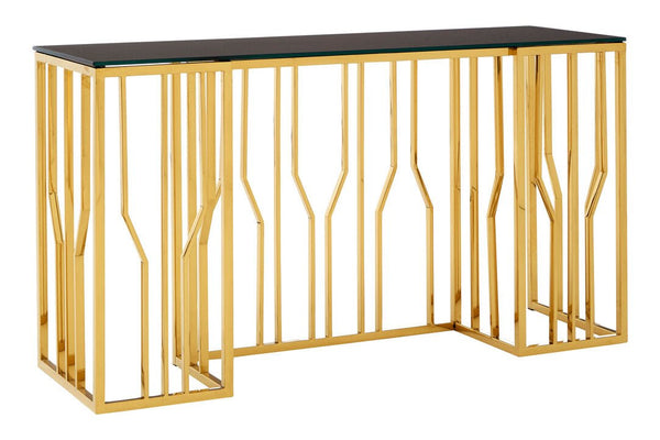 Alvaro Console Table in Gold and Black Glass Top - Canwell Interiors Limited - Xshowhome