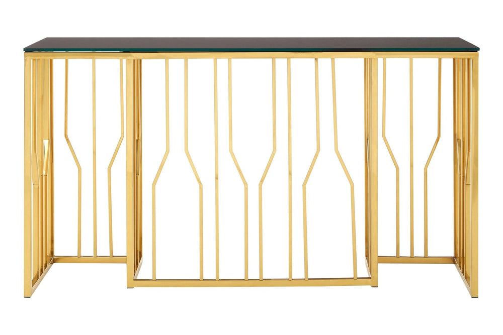 Alvaro Console Table in Gold and Black Glass Top - XShowhome Limited - Xshowhome