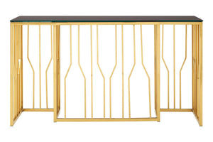 Alvaro Console Table in Gold and Black Glass Top - XShowhome Limited - Xshowhome