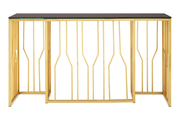 Alvaro Console Table in Gold and Black Glass Top - XShowhome Limited - Xshowhome