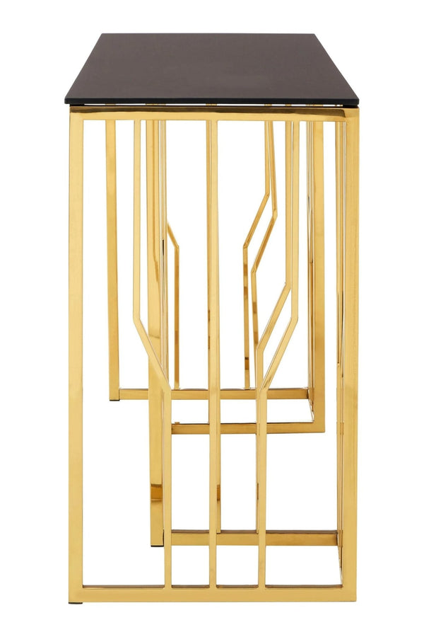 Alvaro Console Table in Gold and Black Glass Top - XShowhome Limited - Xshowhome