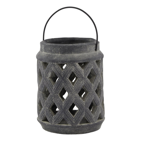 Amalfi Grey Large Lattice Lantern - Canwell Interiors Limited - Hills