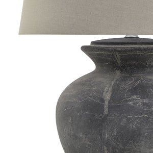 Amalfi Grey Round Table Lamp with Linen Shade - Canwell Interiors Limited - Hills