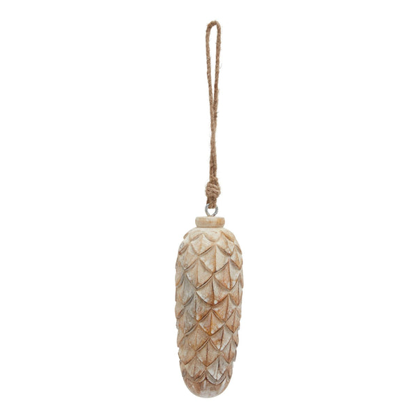 Antique White Wash Large Pine Cone Bauble - Canwell Interiors Limited - Hills