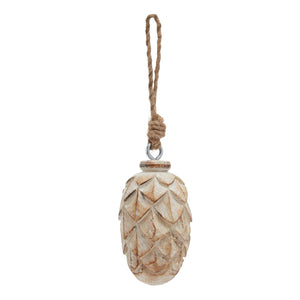 Antique White Wash Small Pine Cone Bauble - Canwell Interiors Limited - Hills