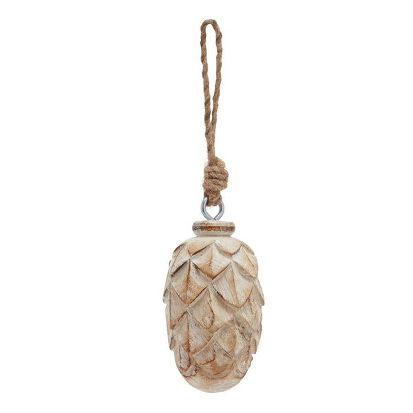 Antique White Wash Small Pine Cone Bauble - Canwell Interiors Limited - Hills