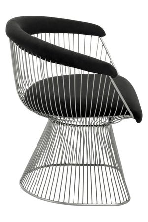 Anzio Black Velvet And Brushed Silver Chair - XShowhome Limited - Xshowhome