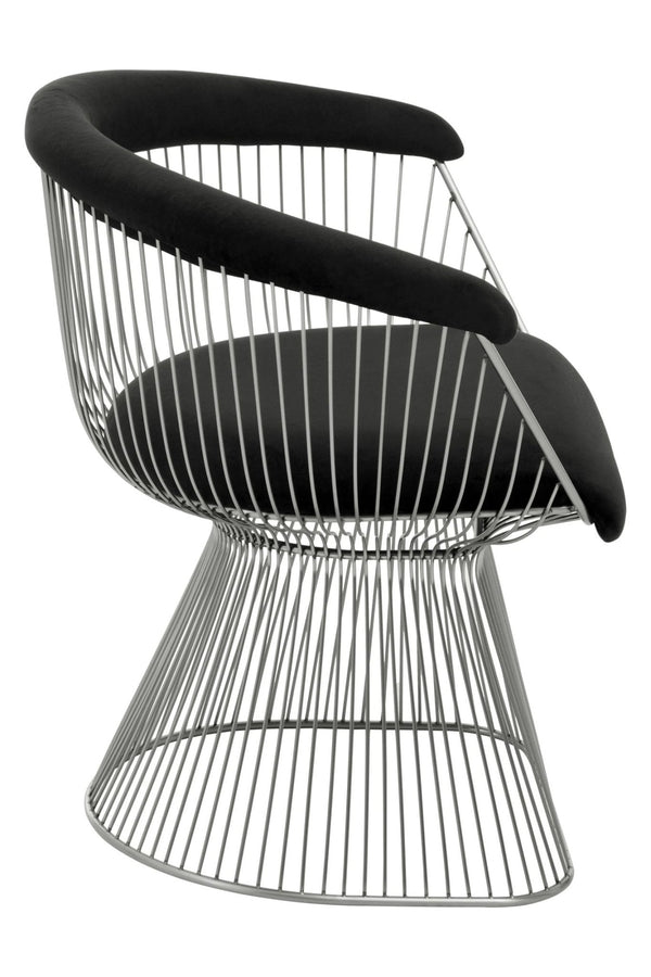 Anzio Black Velvet And Brushed Silver Chair - XShowhome Limited - Xshowhome