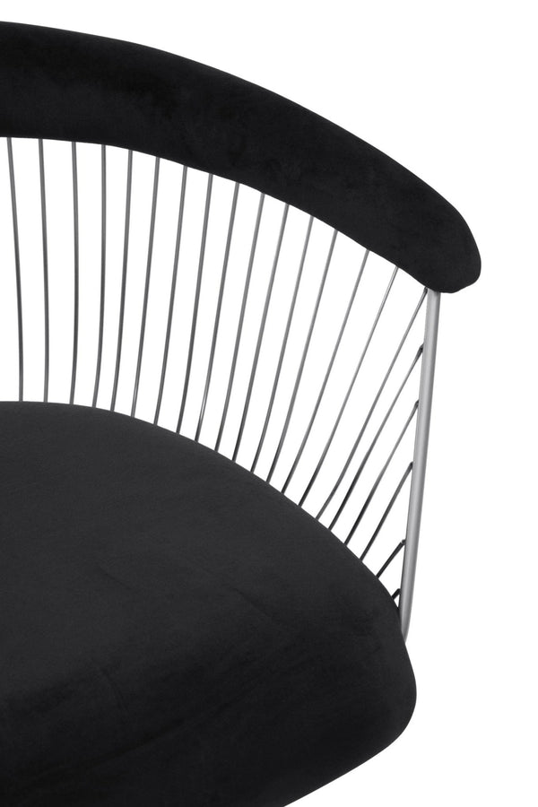 Anzio Black Velvet And Brushed Silver Chair - XShowhome Limited - Xshowhome