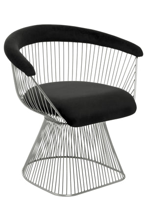 Anzio Black Velvet And Brushed Silver Chair - XShowhome Limited - Xshowhome