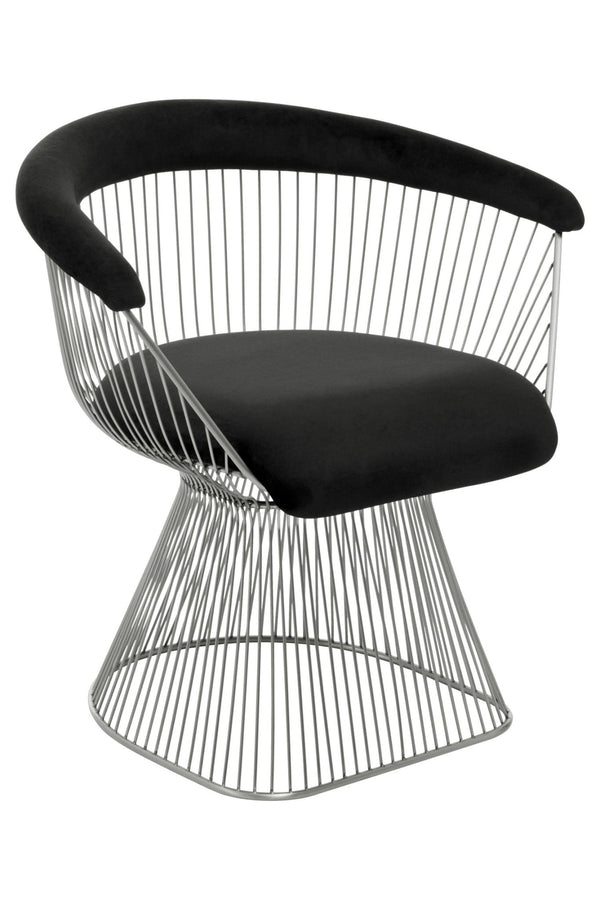 Anzio Black Velvet And Brushed Silver Chair - XShowhome Limited - Xshowhome