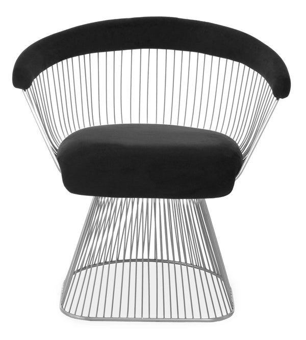 Anzio Black Velvet And Brushed Silver Chair - XShowhome Limited - Xshowhome